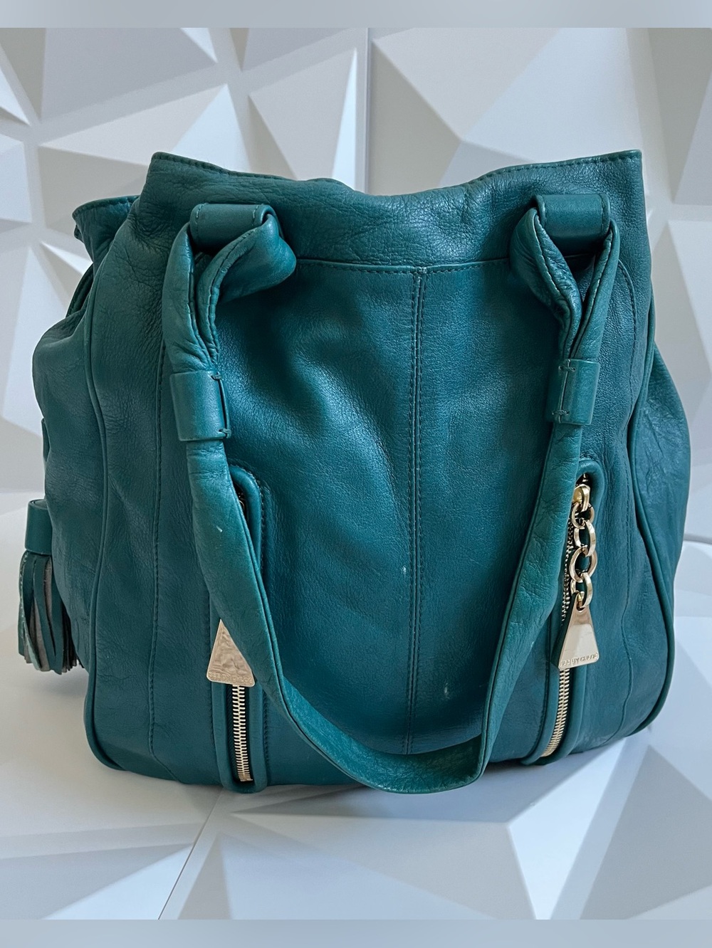 See By Chloé Vintage Teal Leather Shoulder Bag Y2K 2000s Slouchy Hobo Tassel
